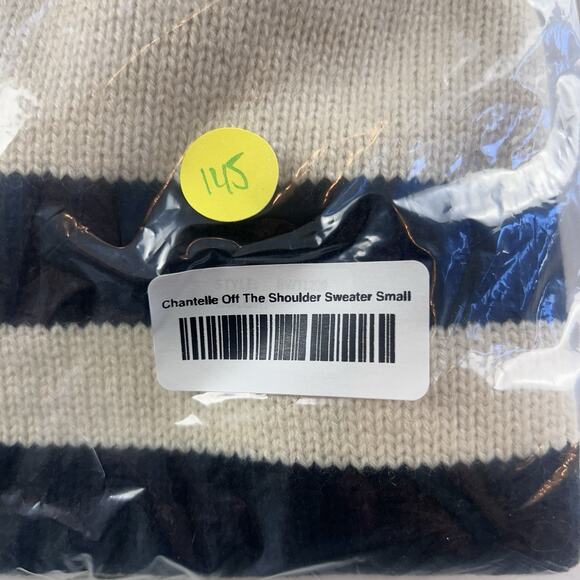 Le Lis Off The Shoulder Sweater Black Striped Womens Small Knit NWT Neutral Cozy - Picture 9 of 9